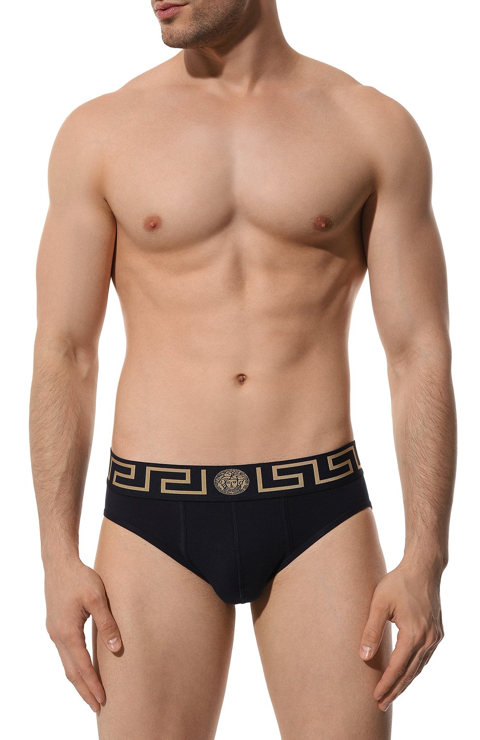 Хлопковые брифы VERSACE темно-синего цвета по цене 8755 руб., арт. AU10027/A232741, фото 2 Хлопковые брифы VERSACE, арт. AU10027/A232741, фото 2
