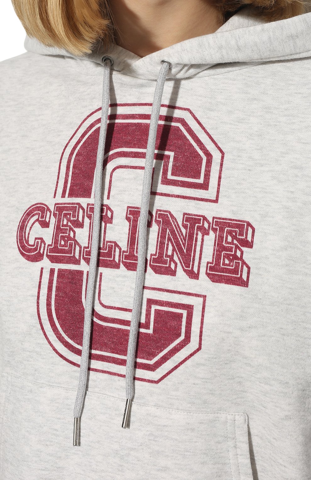 Худи из хлопка и кашемира CELINE светло-серого цвета по цене 98950 руб., арт. 2Y550450I, фото 5 Худи из хлопка и кашемира CELINE, арт. 2Y550450I, фото 5