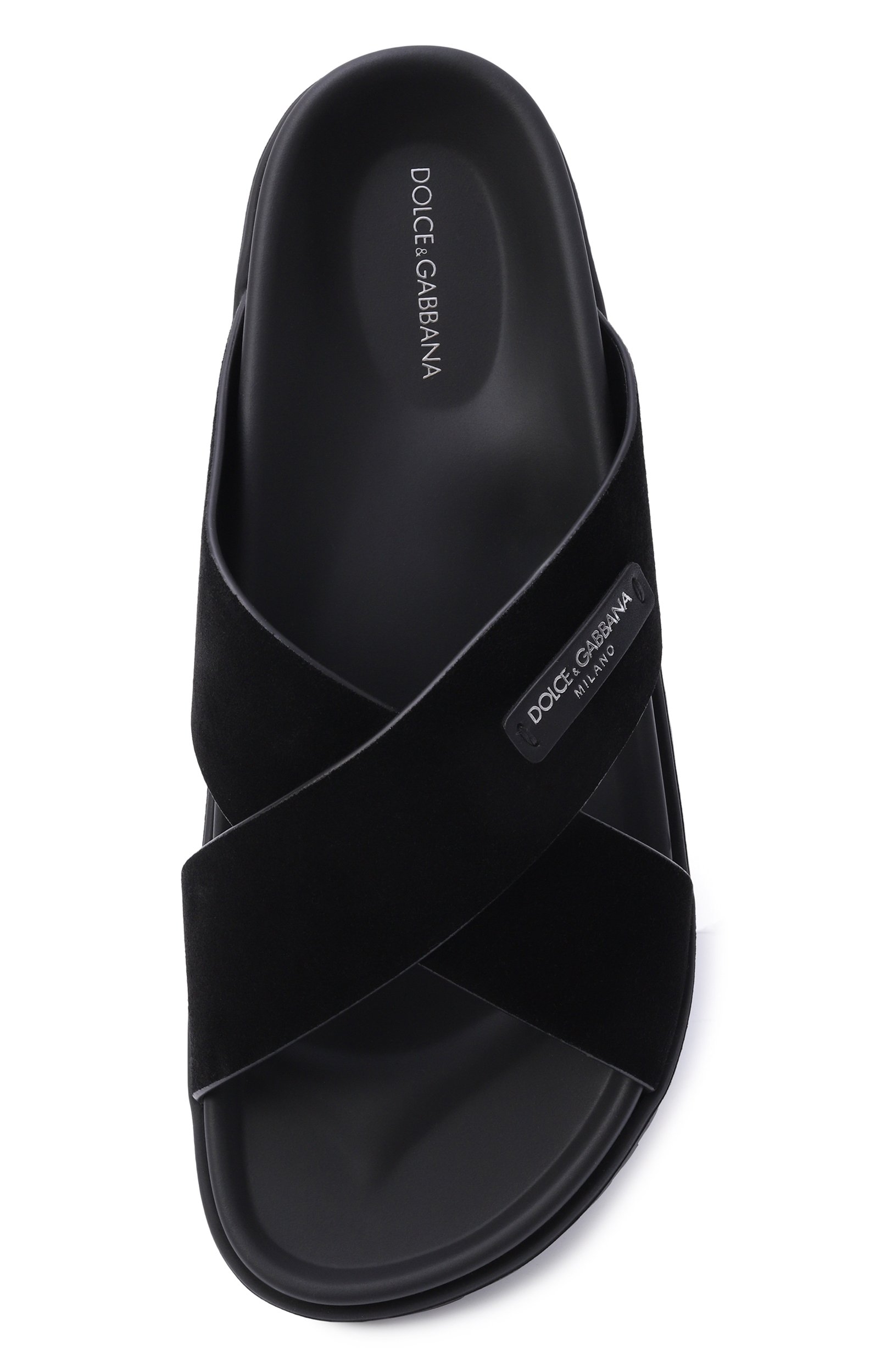 Замшевые шлепанцы dg casual DOLCE & GABBANA черного цвета по цене 78600 руб., арт. A80534/A9R00, фото 5 Замшевые шлепанцы dg casual DOLCE & GABBANA, арт. A80534/A9R00, фото 5
