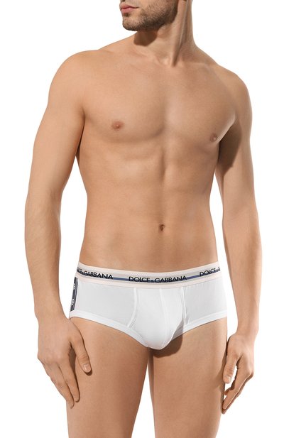 Хлопковые брифы DOLCE & GABBANA белого цвета по цене 10400 руб., арт. M3E07J/0UAIG, фото 2 Хлопковые брифы DOLCE & GABBANA, арт. M3E07J/0UAIG, фото 2
