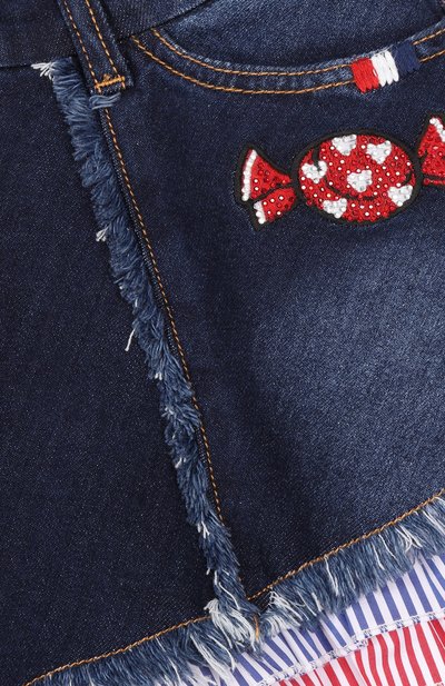 Джинсовые шорты MONNALISA темно-синего цвета по цене 20700 руб., арт. 19G401, фото 3 Джинсовые шорты MONNALISA, арт. 19G401, фото 3