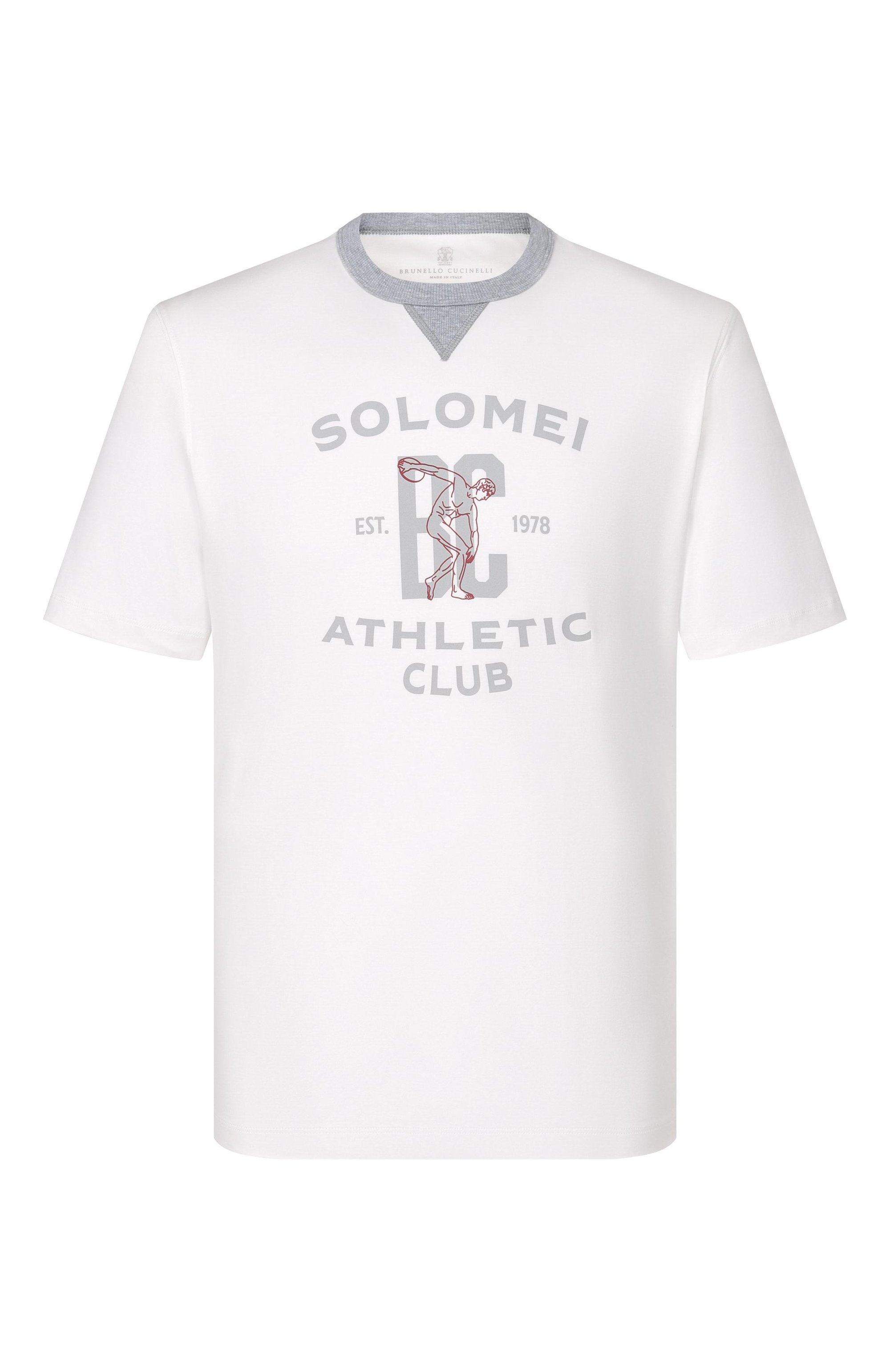 Хлопковая футболка BRUNELLO CUCINELLI белого цвета по цене 75050 руб., арт. M0B131001W, фото 1 Хлопковая футболка BRUNELLO CUCINELLI, арт. M0B131001W, фото 1