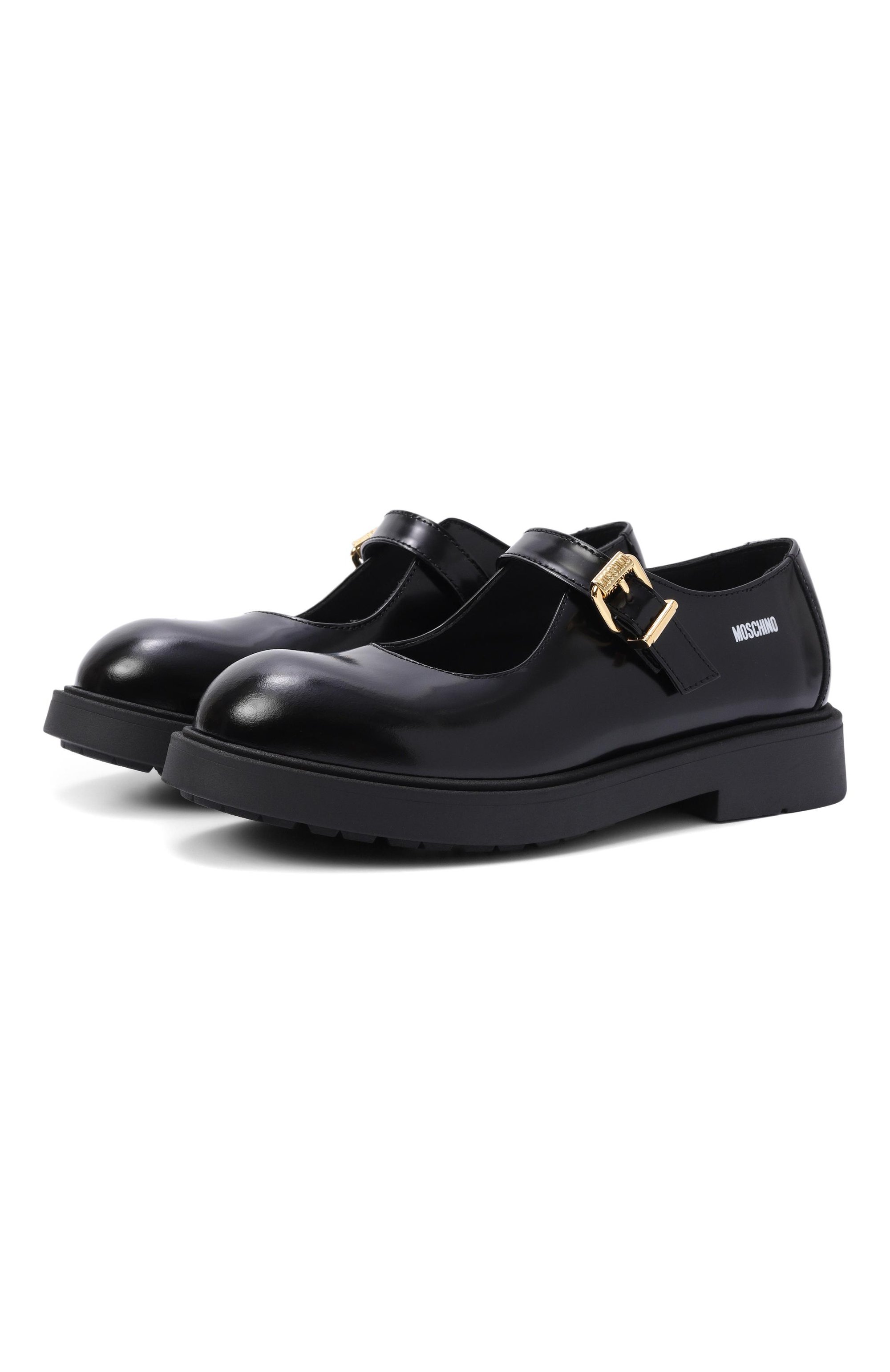 Кожаные туфли MOSCHINO черного цвета по цене 27050 руб., арт. 84245/VAR2, фото 1 Кожаные туфли MOSCHINO, арт. 84245/VAR2, фото 1