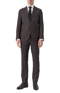 Мужской шерстяной костюм CORNELIANI темно-коричневого цвета, арт. 25X007-2518425_SET | Фото 1 (Материал сплава: Проставлено; Материал внешний: Шерсть; Драгоценные �камни: Проставлено; Рукава: Длинные; Костюмы М: Однобортный; Стили: Классический)