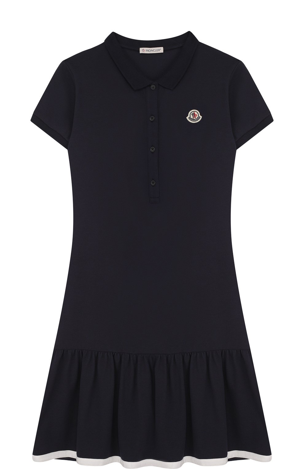 Приталенное платье из хлопка с логотипом бренда MONCLER ENFANT, арт. D1-954-85681-05-8496F/12-14A, фото 1