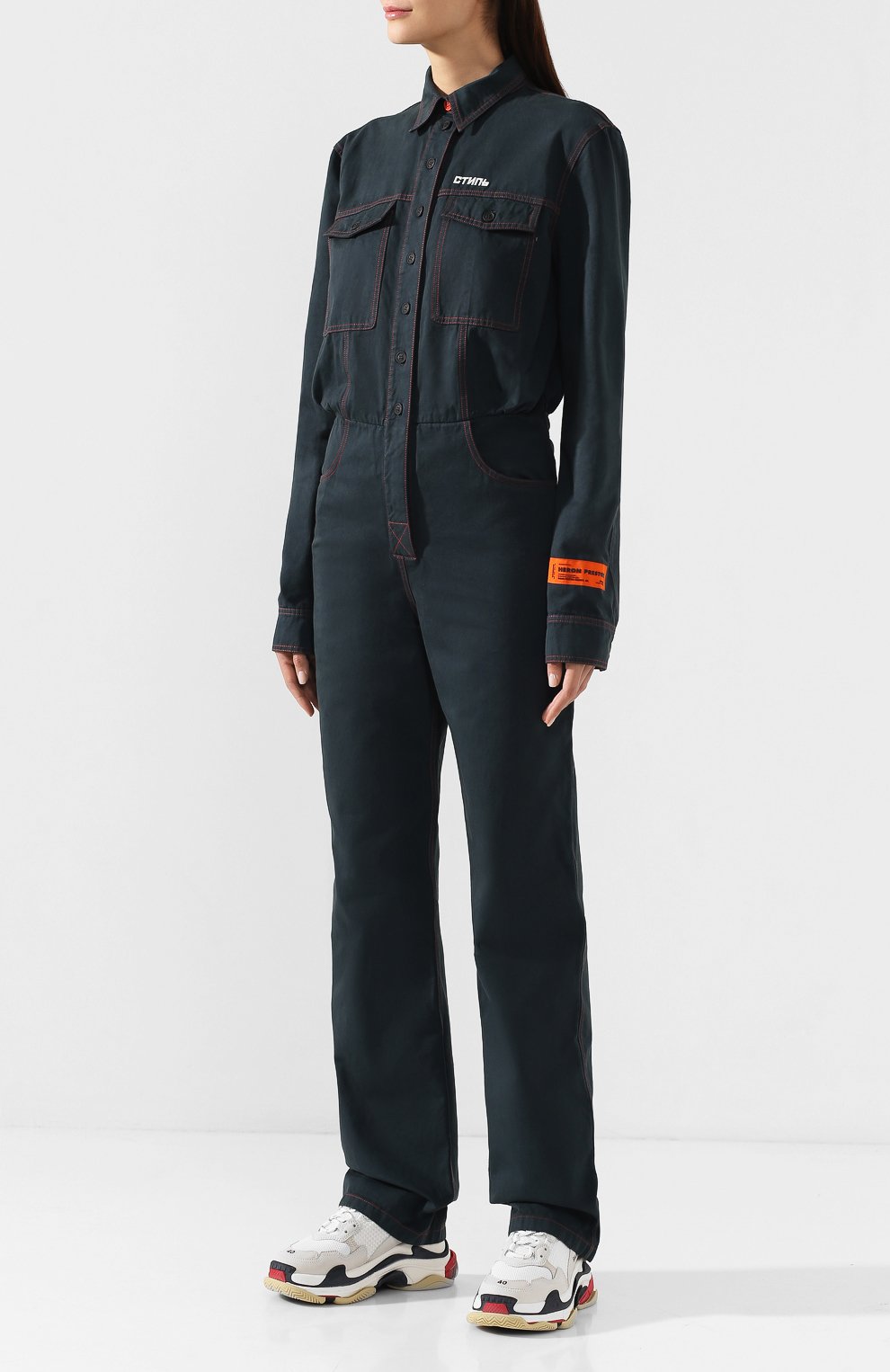 Хлопковый комбинезон HERON PRESTON хаки цвета по цене 74750 руб., арт. HWDC002E197940080488, фото 3 Хлопковый комбинезон HERON PRESTON, арт. HWDC002E197940080488, фото 3