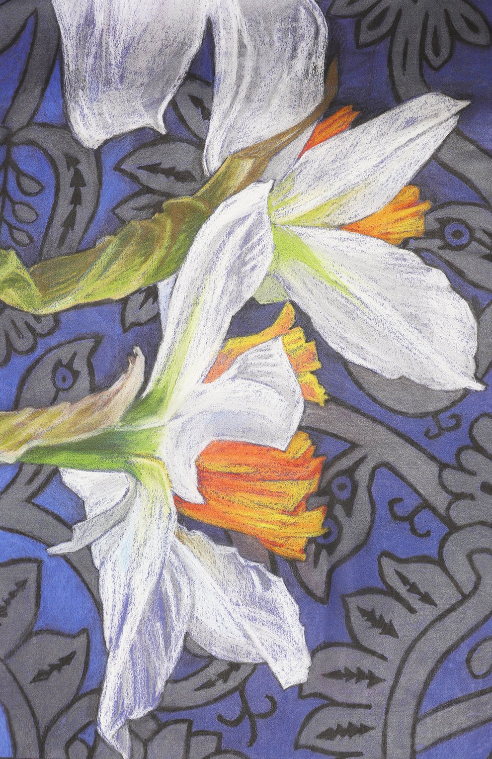 Шелковый платок ирисы GOURJI синего цвета по цене 22980 руб., арт. 91135137/4481108, фото 4 Шелковый платок ирисы GOURJI, арт. 91135137/4481108, фото 4