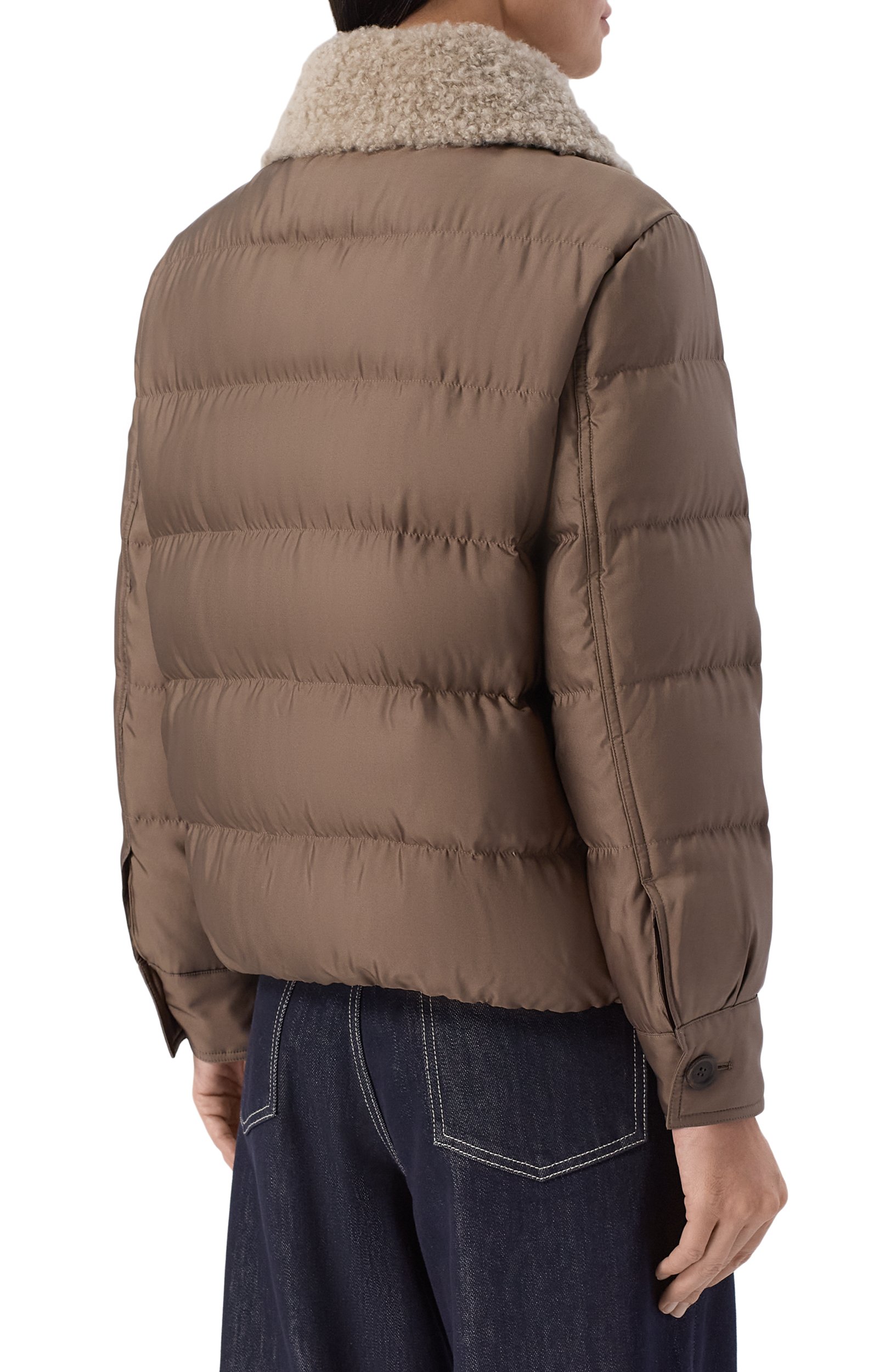 Шелковый пуховик с воротником из овчины MVST, арт. M26.1MW.0C26.1/F225 TECH SILK, фото 4