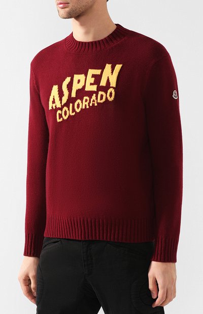 Шерстяной свитер с принтом MONCLER, арт. D2-091-90349-00-959A8, фото 3