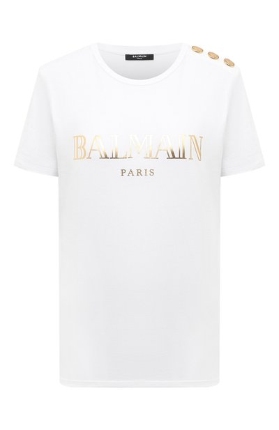 Женская хлопковая футболка BALMAIN, арт. VF11350B008