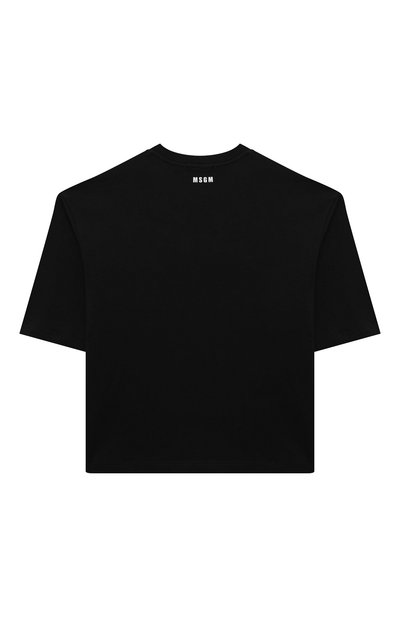 Хлопковая футболка MSGM KIDS черного цвета по цене 8260 руб., арт. F4MSJGTH117, фото 2 Хлопковая футболка MSGM KIDS, арт. F4MSJGTH117, фото 2