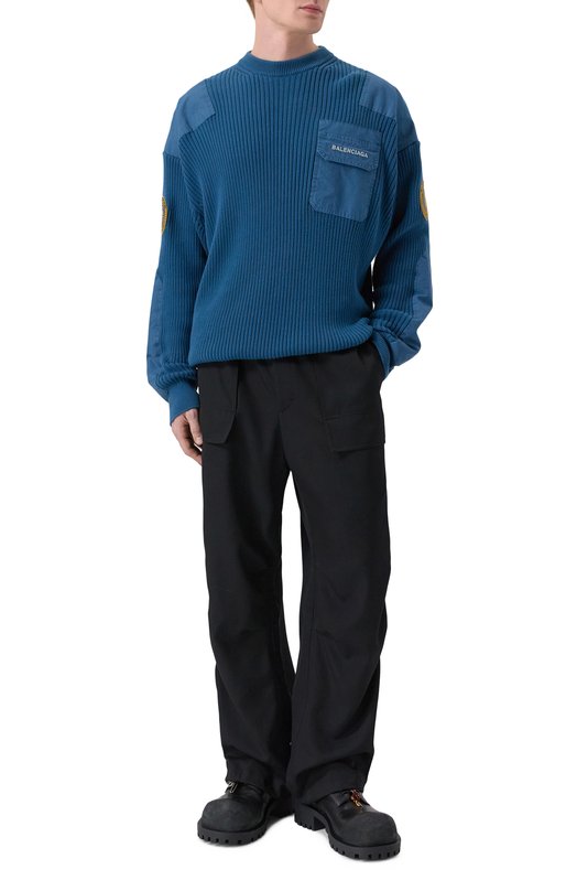 Хлопковый свитер Balenciaga 833238/T3386 Синий  833238/T3386 Фото 2