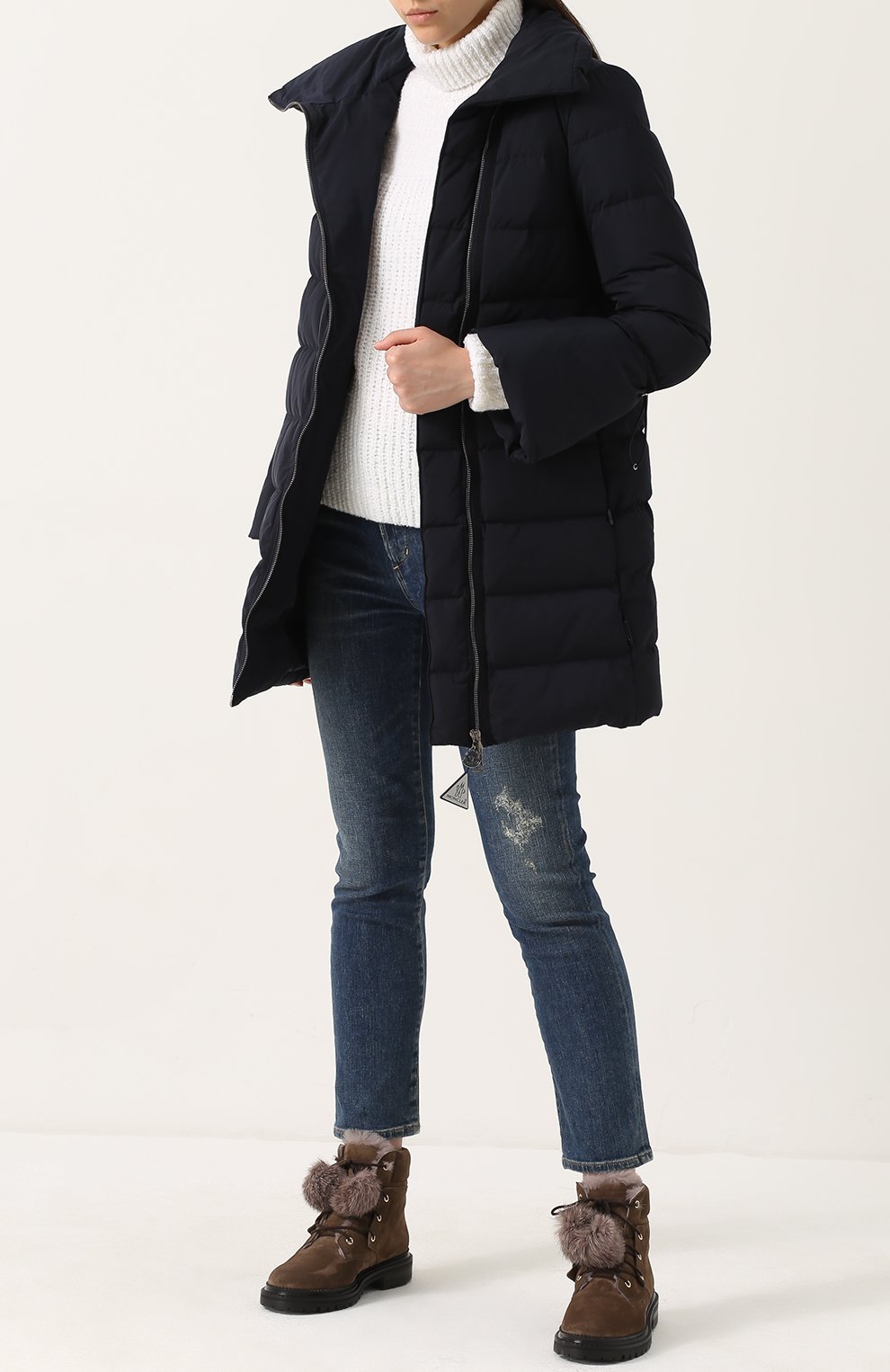 Стеганый пуховик с косой молнией MONCLER, арт. C2-093-49976-00-54543, фото 2