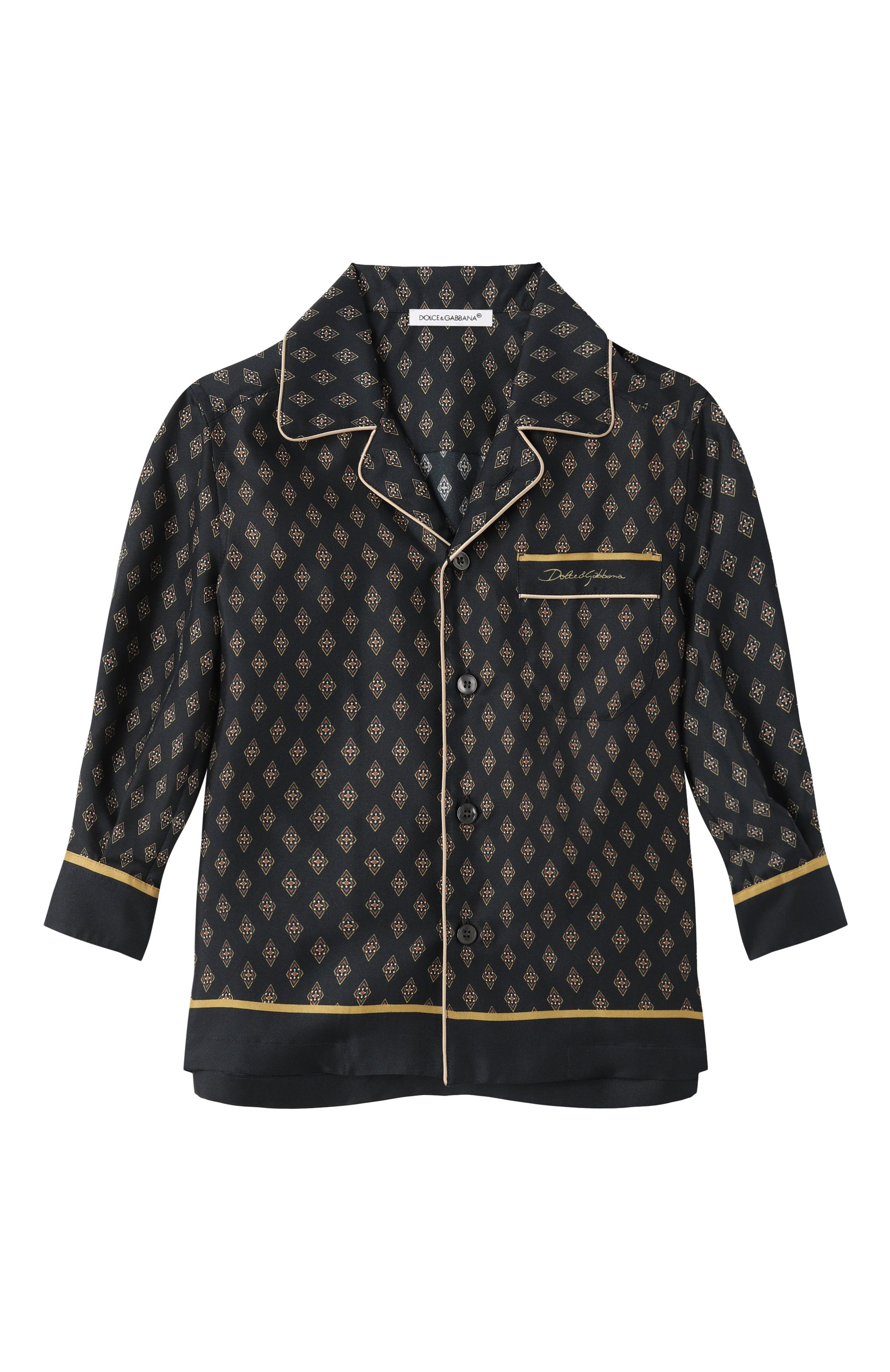 Шелковая рубашка DOLCE & GABBANA синего цвета по цене 86550 руб., арт. L43S80/HI1VL/2-6, фото 1 Шелковая рубашка DOLCE & GABBANA, арт. L43S80/HI1VL/2-6, фото 1