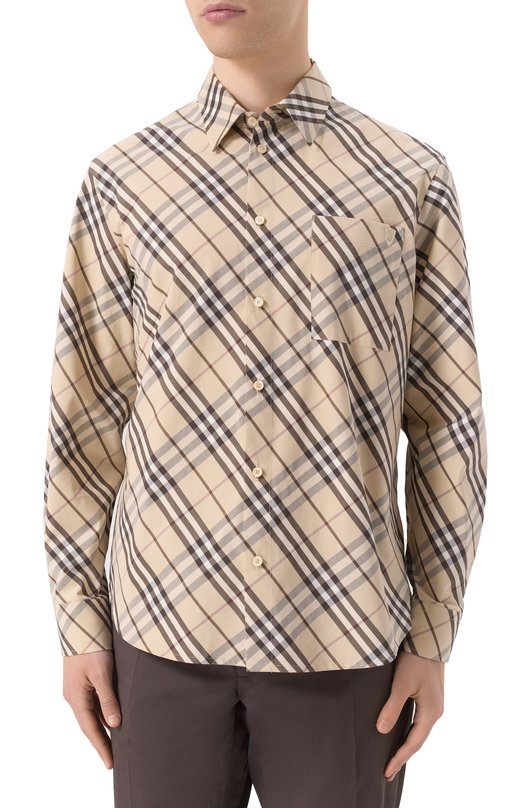 Хлопковая рубашка Burberry 8105202 Бежевый  8105202 Фото 3