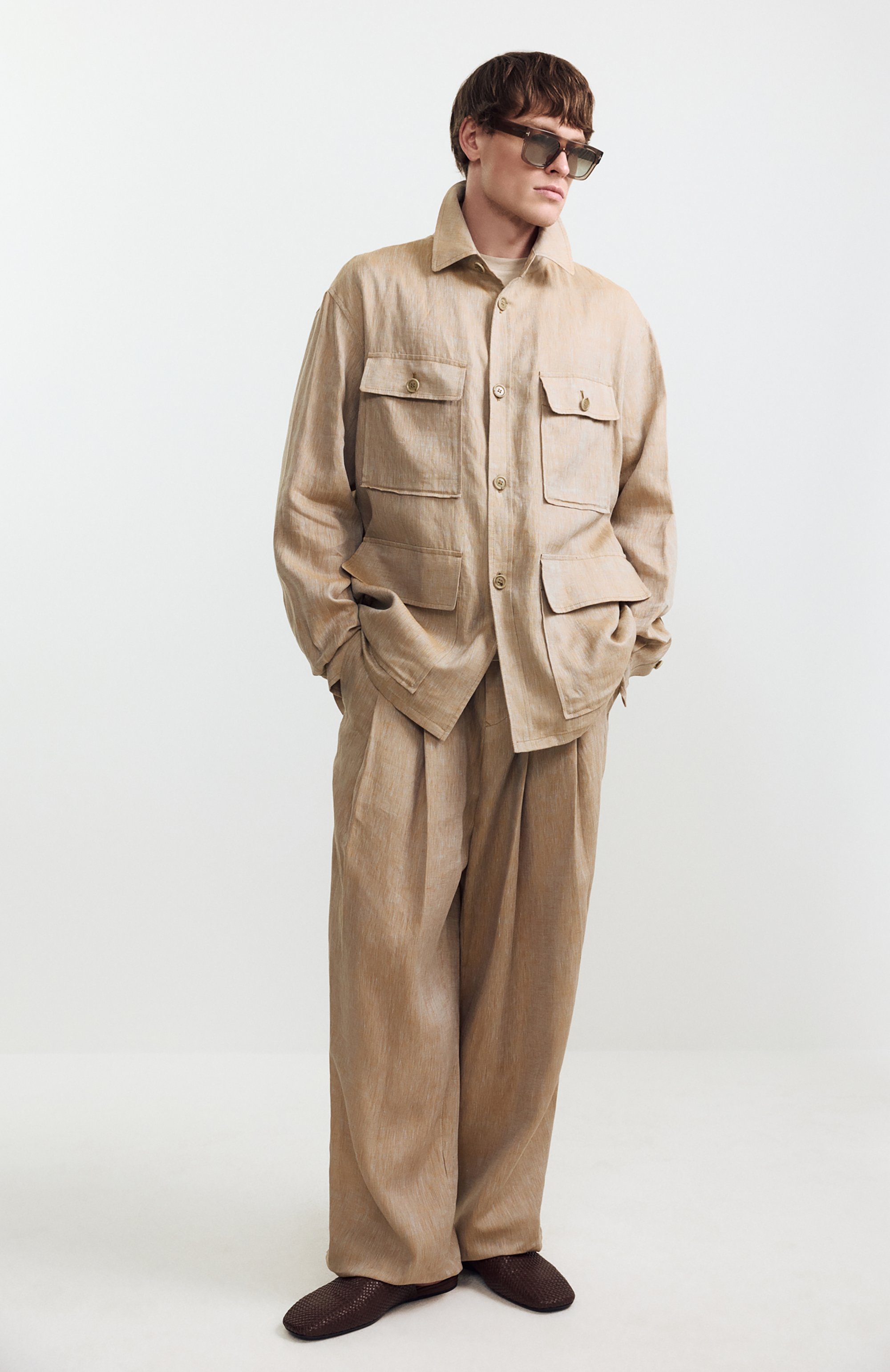 Льняная куртка-рубашка GIORGIO ARMANI бежевого цвета по цене 269500 руб., арт. GM004078/TE23125, фото 6 Льняная куртка-рубашка GIORGIO ARMANI, арт. GM004078/TE23125, фото 6
