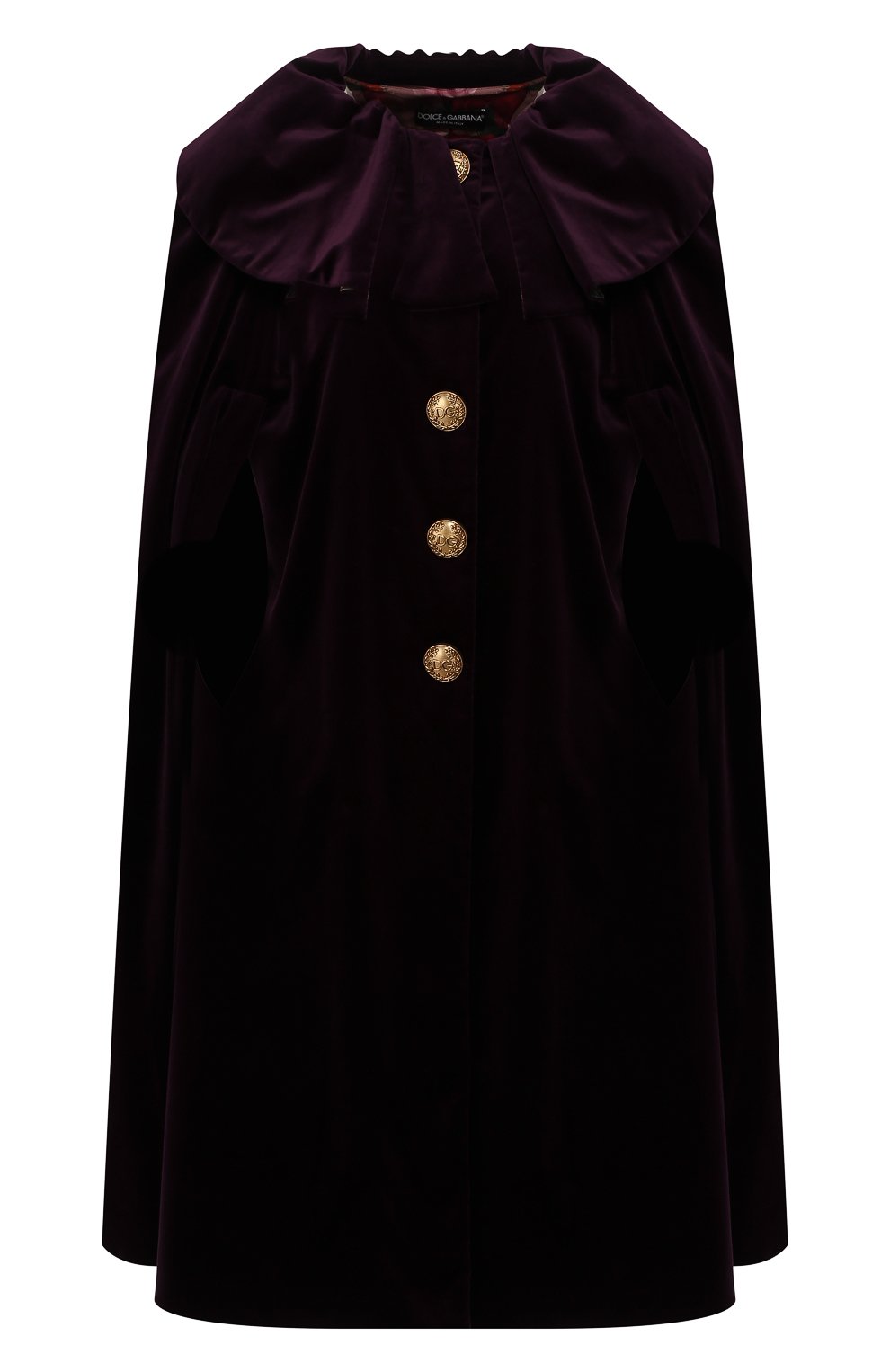 Бархатный кейп DOLCE & GABBANA фиолетового цвета по цене 354000 руб., арт. F0Y01T/FUWBN, фото 1 Бархатный кейп DOLCE & GABBANA, арт. F0Y01T/FUWBN, фото 1