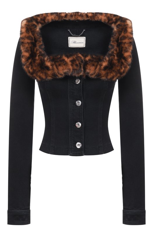 Джинсовый жакет с отделкой мехом Blumarine 2J206A Чёрный 2J206A