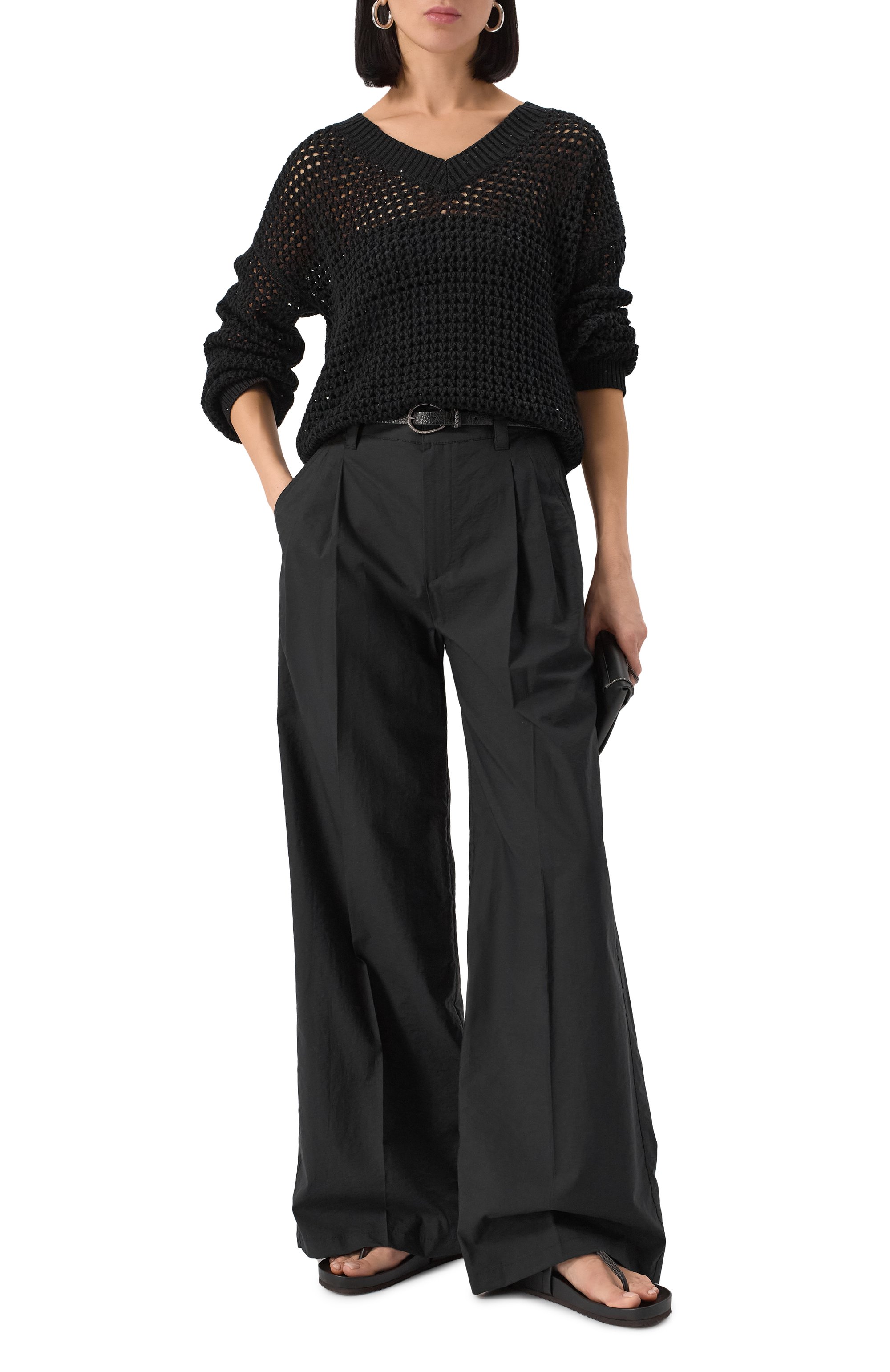 Кожаные сандалии BRUNELLO CUCINELLI черного цвета по цене 86050 руб., арт. MZSKG2737P, фото 2 Кожаные сандалии BRUNELLO CUCINELLI, арт. MZSKG2737P, фото 2