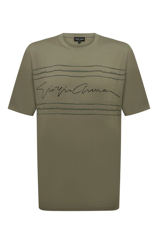 Хлопковая футболка Giorgio Armani GM000159/TE10333 Хаки GM000159/TE10333