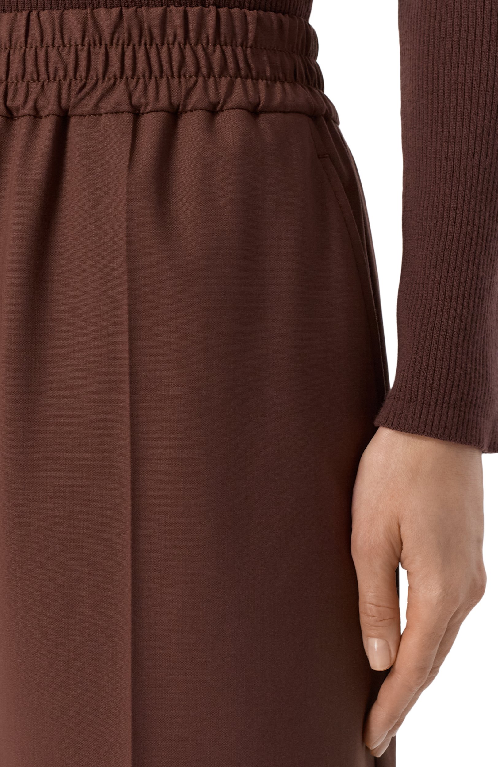 Шерстяные брюки BRUNELLO CUCINELLI коричневого цвета по цене 157500 руб., арт. M0W07P9002, фото 5 Шерстяные брюки BRUNELLO CUCINELLI, арт. M0W07P9002, фото 5