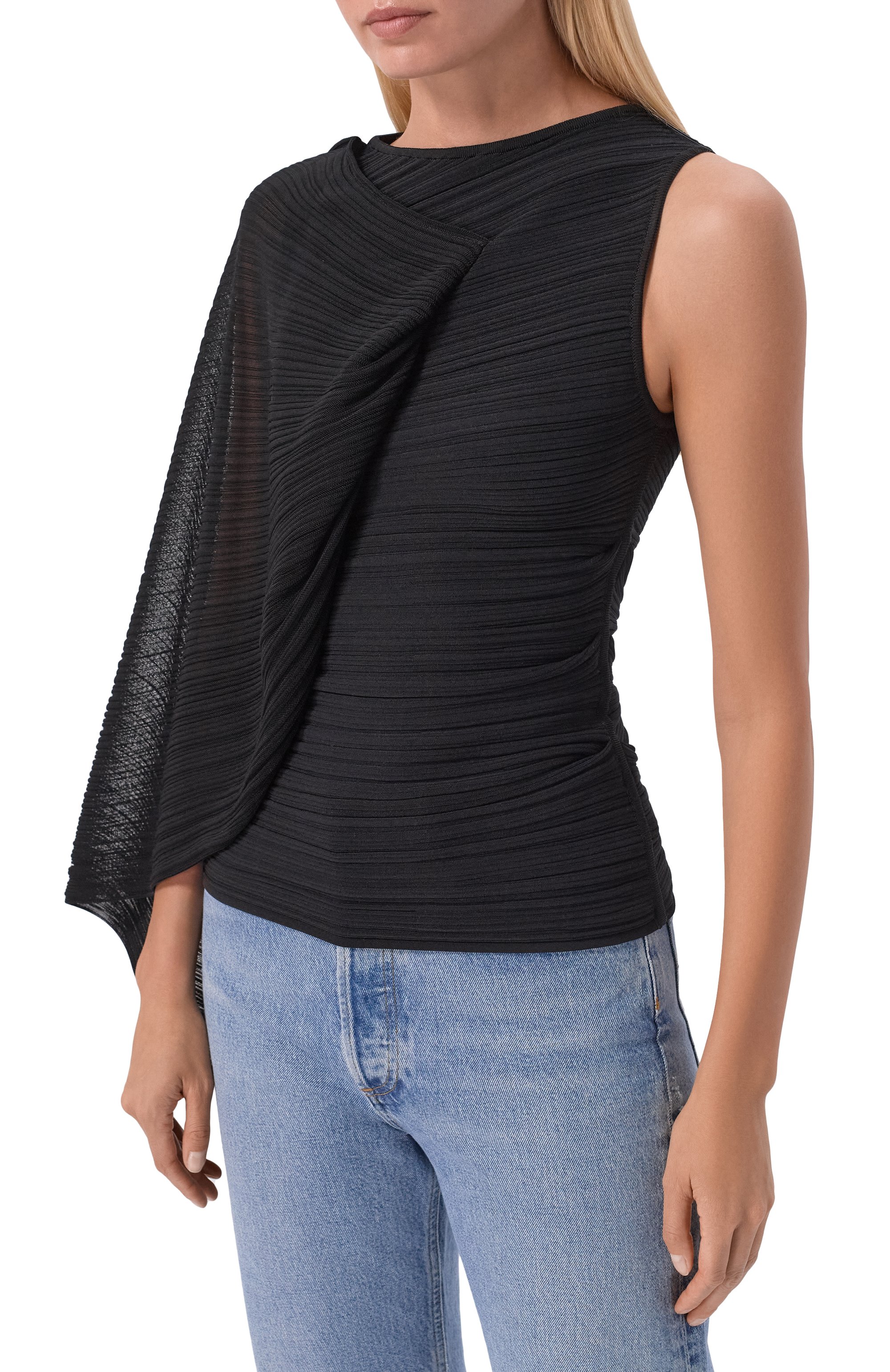 Топ из вискозы BALMAIN черного цвета по цене 209500 руб., арт. HF1AK050/KK08, фото 3 Топ из вискозы BALMAIN, арт. HF1AK050/KK08, фото 3