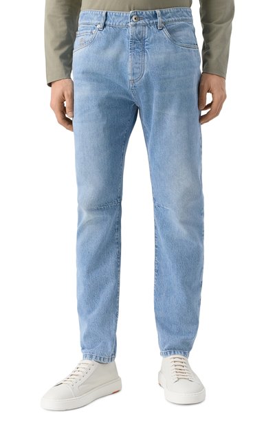Джинсы leisure fit BRUNELLO CUCINELLI голубого цвета по цене 119000 руб., арт. M241PB2347, фото 3 Джинсы leisure fit BRUNELLO CUCINELLI, арт. M241PB2347, фото 3