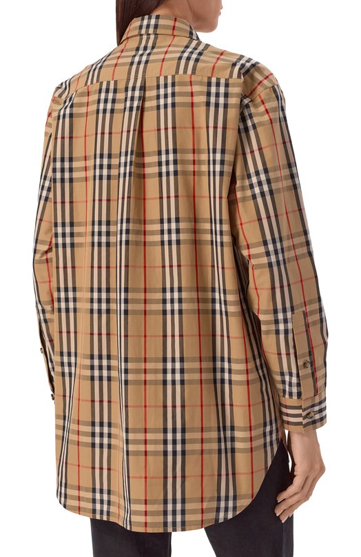 Хлопковая рубашка Burberry 8111851 Бежевый  8111851 Фото 4