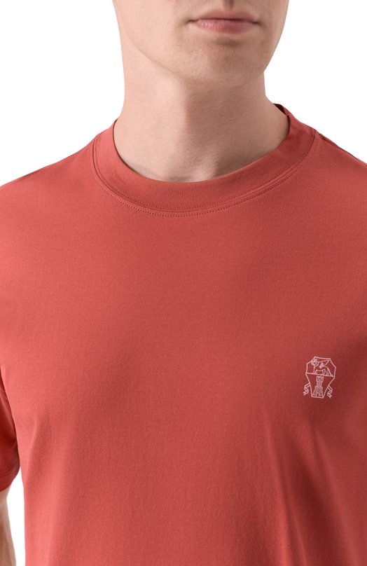 Хлопковая футболка Brunello Cucinelli M0B138440 Красный  M0B138440 Фото 5