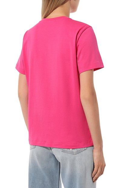 Хлопковая футболка MSGM фуксия цвета по цене 11650 руб., арт. 3641MDM510/247002, фото 4 Хлопковая футболка MSGM, арт. 3641MDM510/247002, фото 4