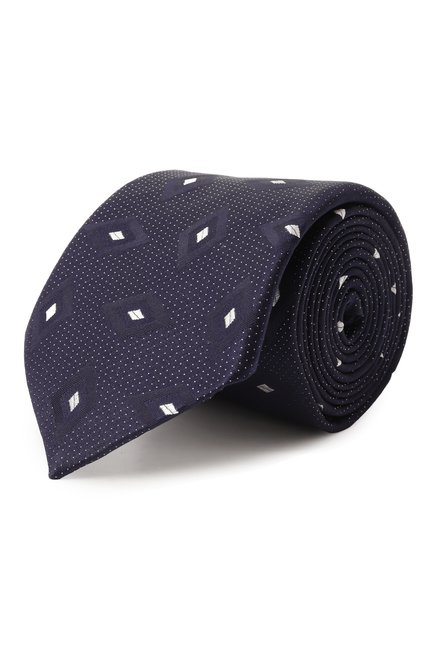 Мужской шелковый галстук GIORGIO ARMANI темно-синего цвета, арт. GM000800/TE13675 | Фото 1 (Материал: Текстиль, Шелк; Материал сплава: Проставлено; Нос: Не проставлено)