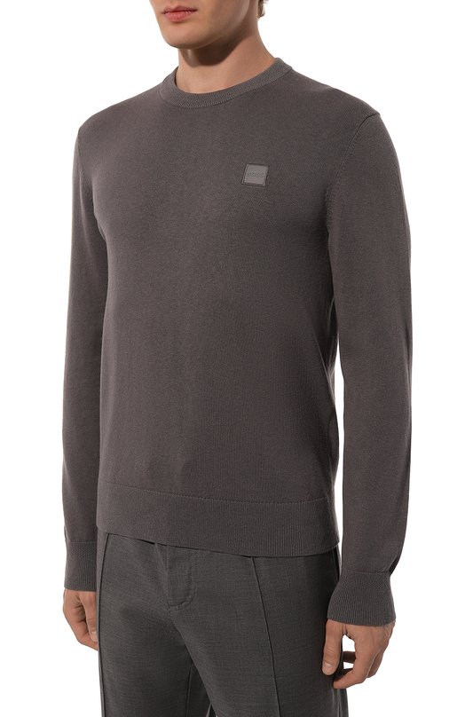 Хлопковый джемпер BOSS Orange Серый, фото 3