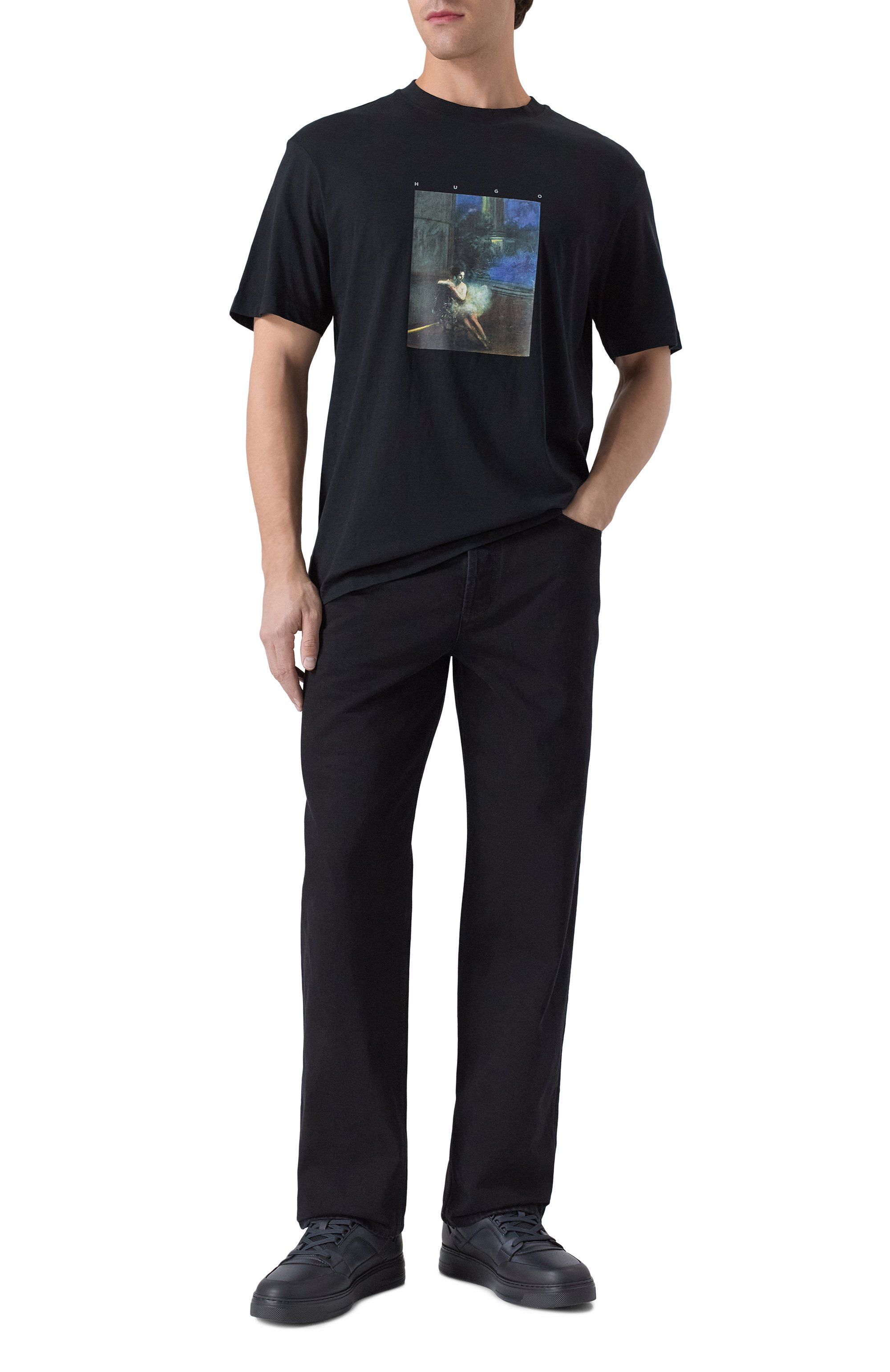 Хлопковая футболка hugo x apoh HUGO черного цвета по цене 6995 руб., арт. 50545995, фото 2 Хлопковая футболка hugo x apoh HUGO, арт. 50545995, фото 2