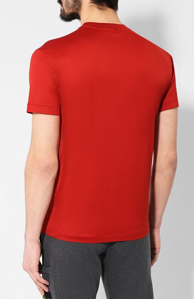 Хлопковая футболка STONE ISLAND красного цвета по цене 14600 руб., арт. 701524113, фото 4 Хлопковая футболка STONE ISLAND, арт. 701524113, фото 4