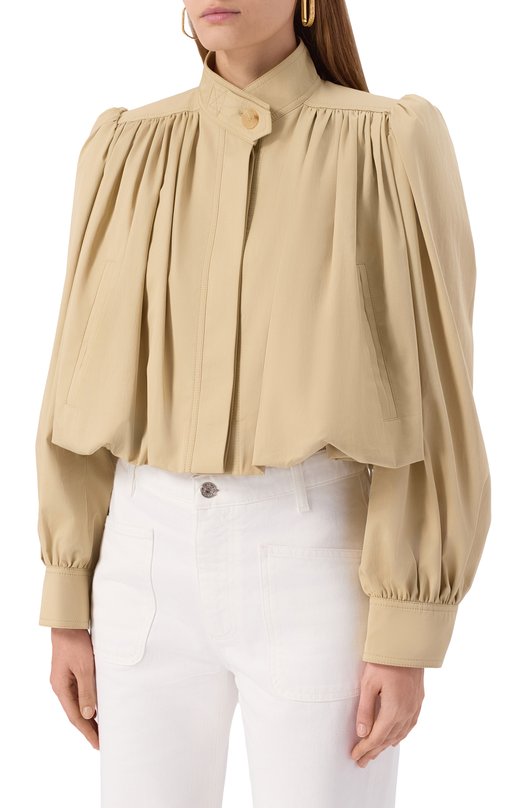 Хлопковая куртка Chloé CH25UVE21118 Бежевый  CH25UVE21118 Фото 3