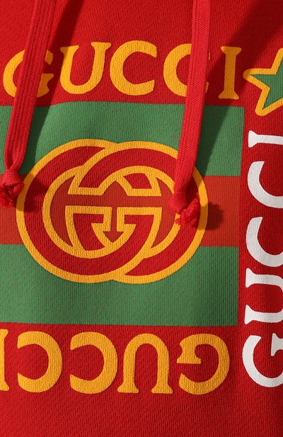 Хлопковое худи GUCCI красного цвета по цене 115500 руб., арт. 605154/XJB8V, фото 5 Хлопковое худи GUCCI, арт. 605154/XJB8V, фото 5