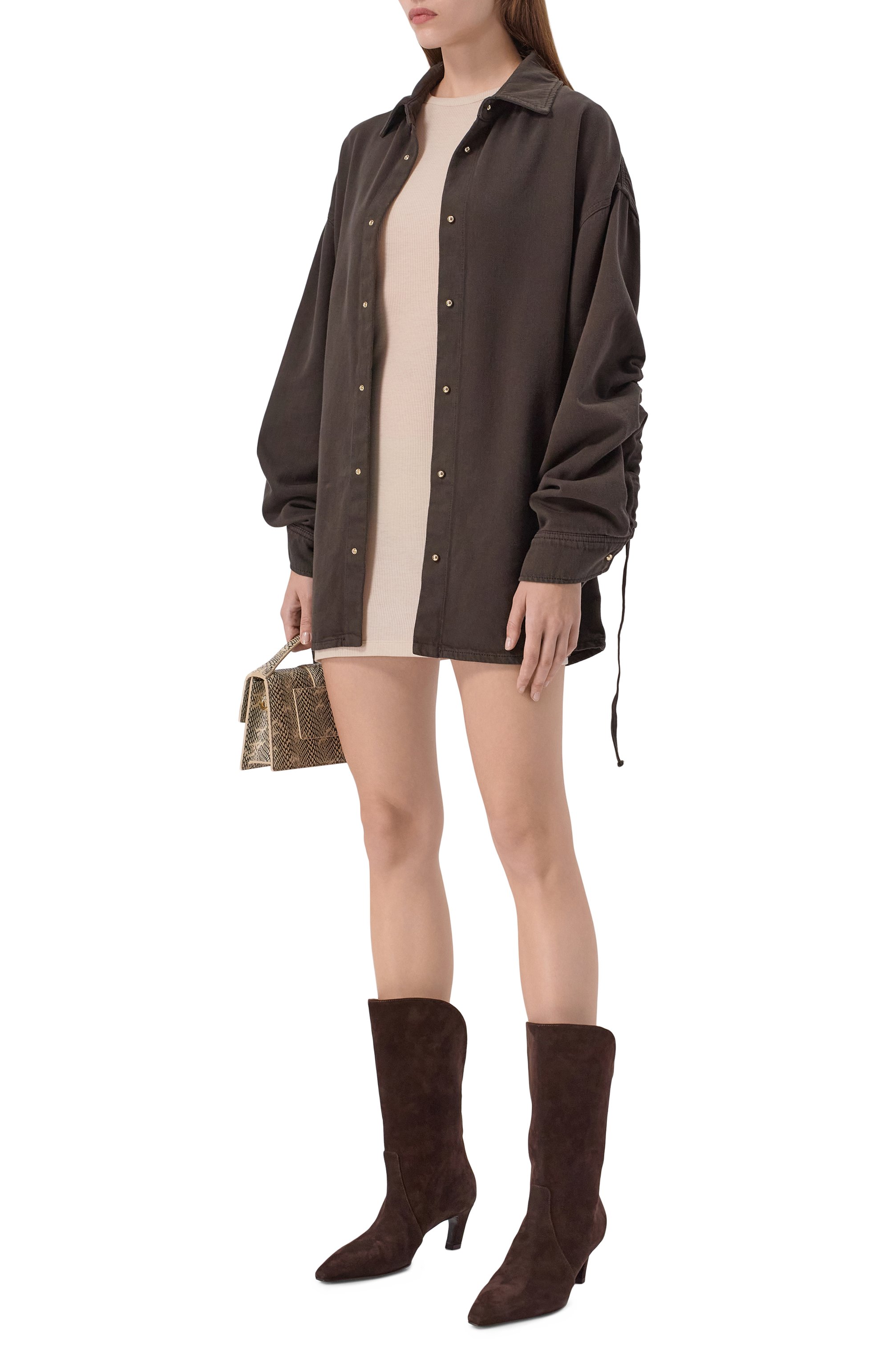 Платье из лиоцелла и шерсти HALFBOY кремового цвета по цене 27800 руб., арт. HF251WD007, фото 2 Платье из лиоцелла и шерсти HALFBOY, арт. HF251WD007, фото 2