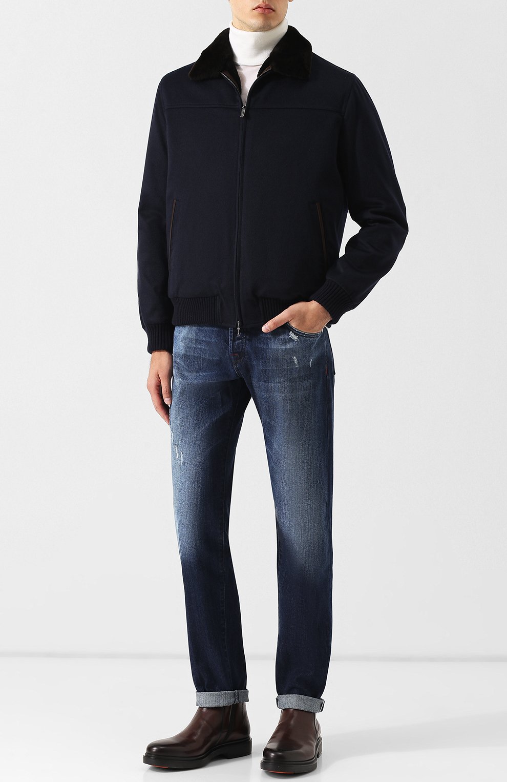 Джинсы прямого кроя с потертостями KITON, арт. UPNJS/J02R43, фото 2