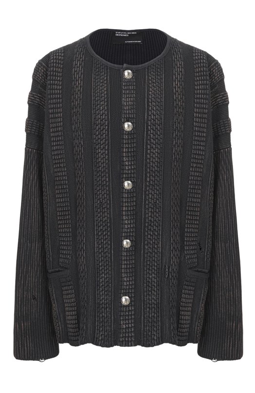Хлопковый кардиган Enfants Riches Deprimes 080-260/C0TT0N/W00L Чёрный 080-260/C0TT0N/W00L