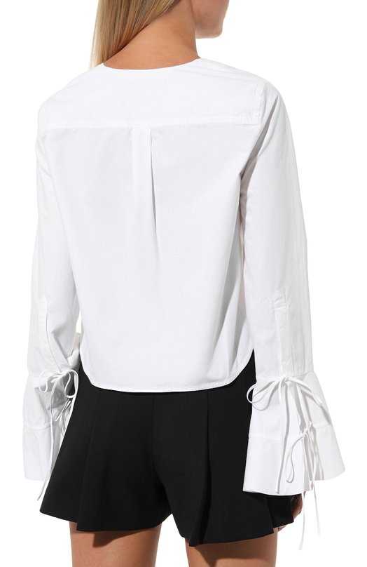 Хлопковая блузка Palm Angels PWGF003S23FAB0010110 Белый  PWGF003S23FAB0010110 Фото 4