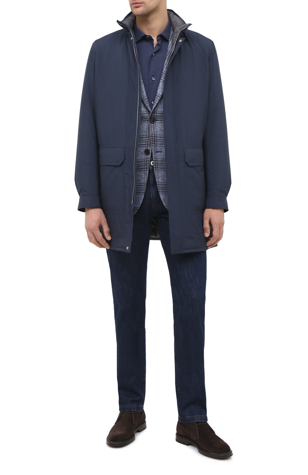 Хлопковая рубашка ZEGNA темно-синего цвета по цене 38500 руб., арт. UVX07/SAF2, фото 2 Хлопковая рубашка ZEGNA, арт. UVX07/SAF2, фото 2