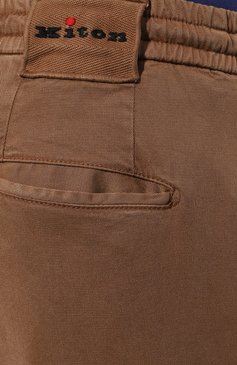 Мужские брюки KITON коричневого цвета, арт. UP1LACJ0736B | Фото 5 (Силуэт М (брюки): Чиносы; Случай: Повседневный; Материал сплава: Проставлено; Материал внешний: Лиоцелл, Растительное волокно; Драгоценные камни: Проставлено; Стили: Кэжуэл)