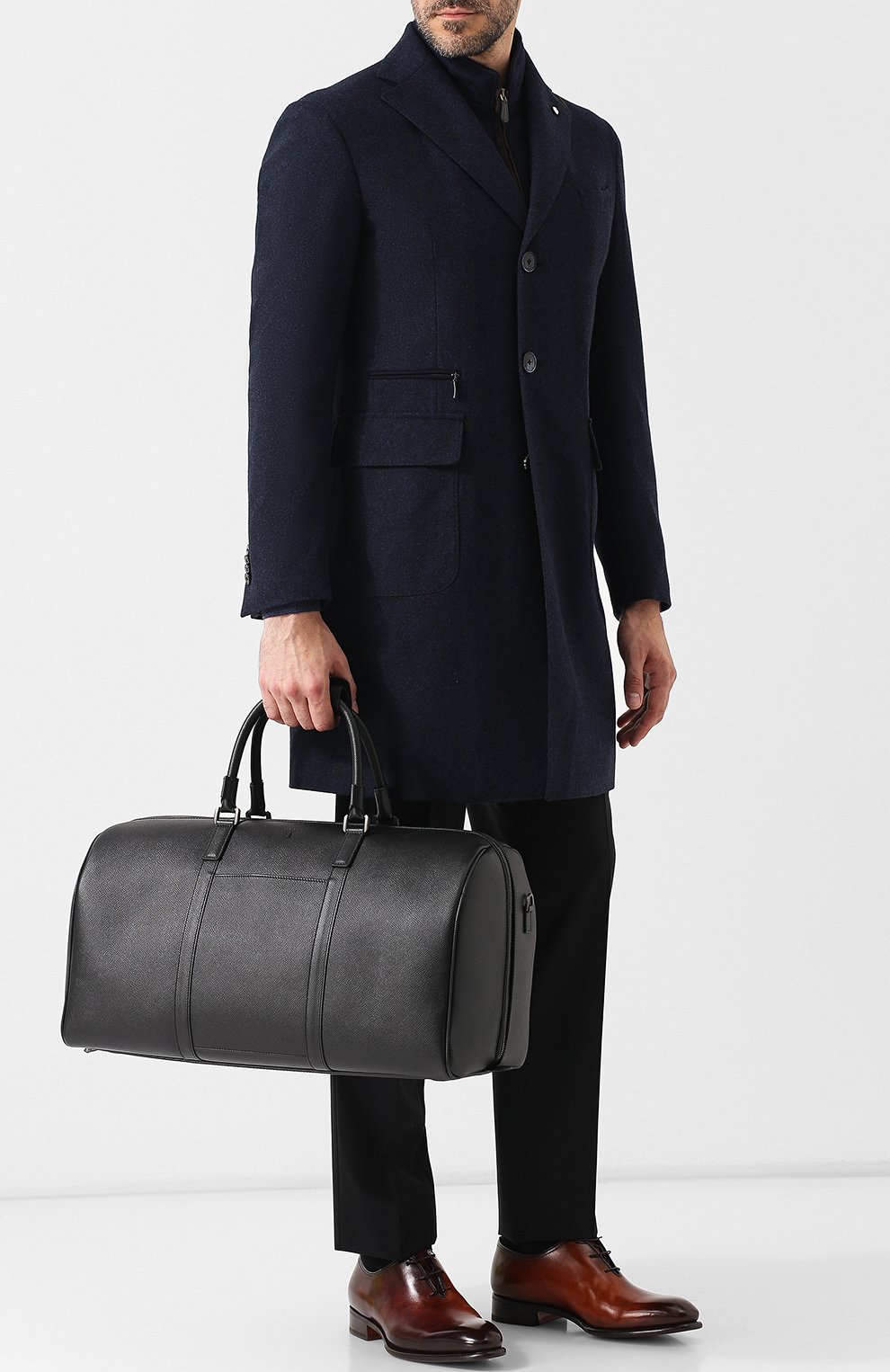 Кожаная дорожная сумка SERAPIAN черного цвета по цене 172500 руб., арт. SEV0EULL2806M50F, фото 2 Кожаная дорожная сумка SERAPIAN, арт. SEV0EULL2806M50F, фото 2