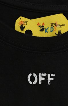 Детская хлопковый топ OFF-WHITE черного цвета, арт. 0GAA005C99JER002 | Фото 3 (Рукава: Короткие; Девочки Кросс-КТ: топ-одежда; Материал сплава: Проставлено; Материал внешний: Хлопок; Драгоценные камни: Проставлено)