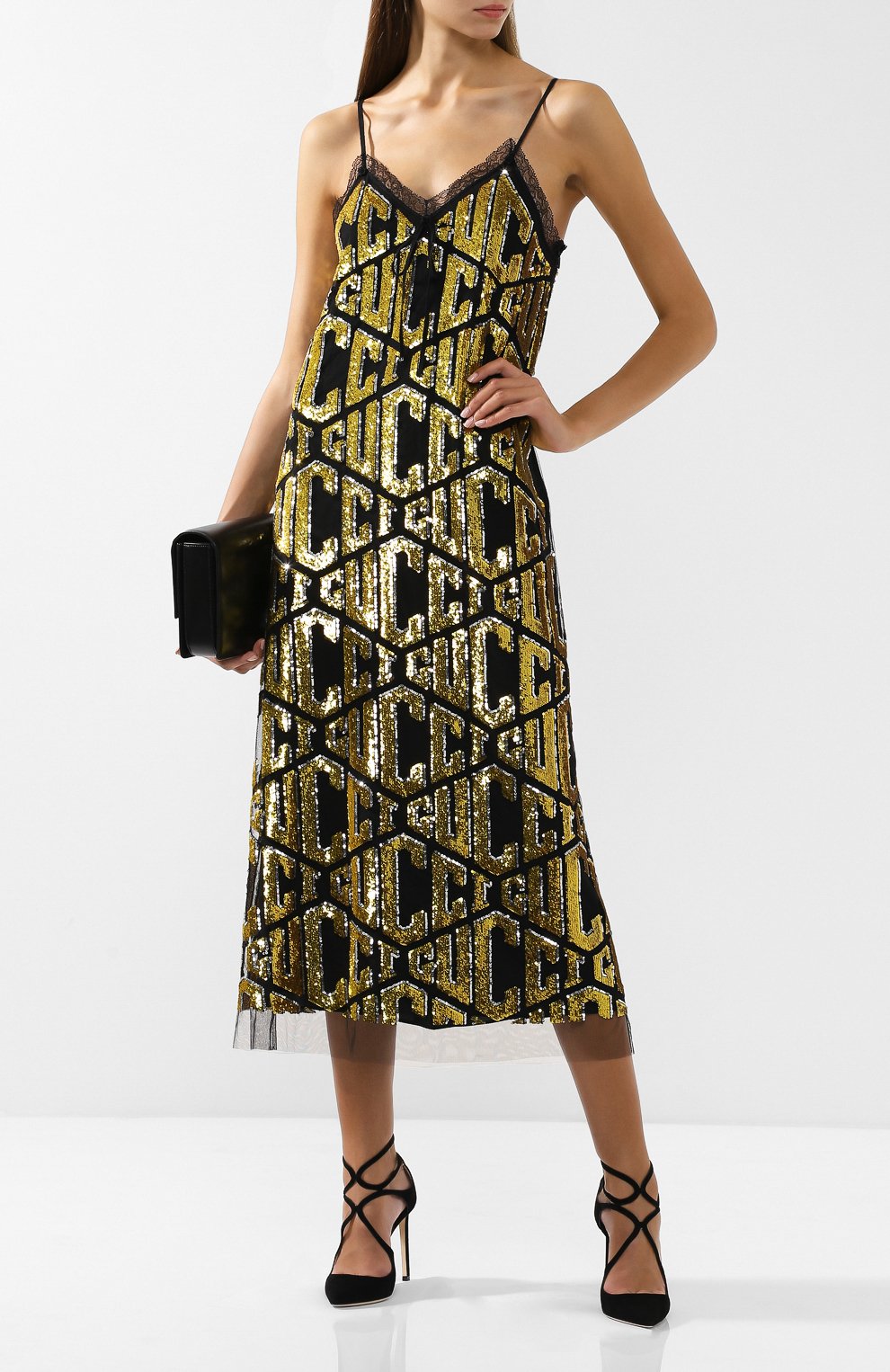Платье-миди с пайетками на бретельках GUCCI, арт. 523643/ZLZ32, фото 2