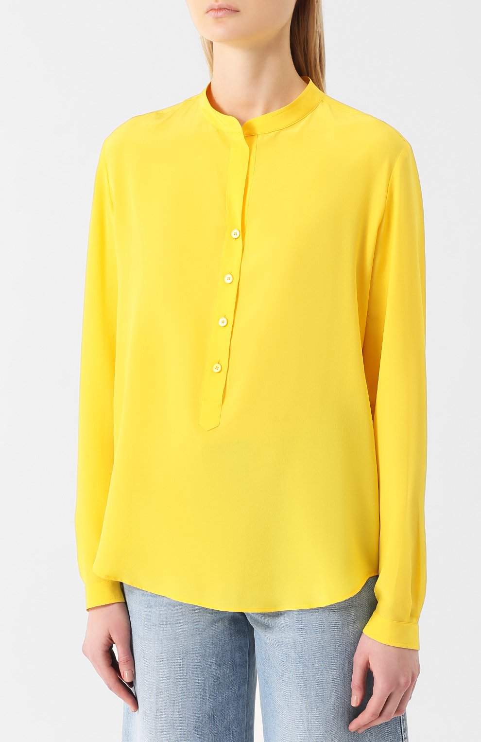 Прямая шелковая блуза с воротником-стойкой STELLA MCCARTNEY, арт. 358313/SY206, фото 3