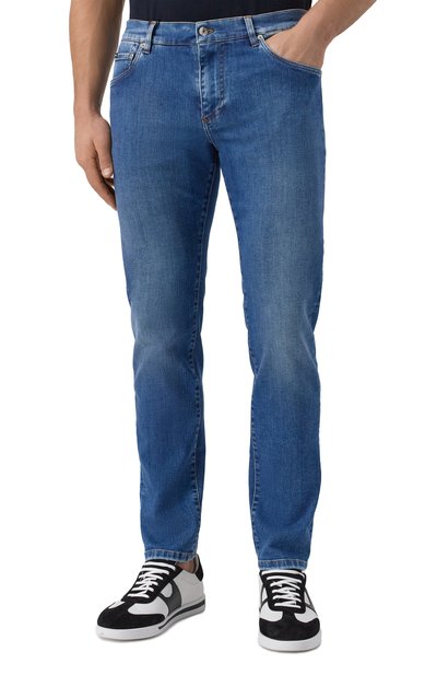 Джинсы slim DOLCE & GABBANA синего цвета по цене 96350 руб., арт. GY07CZ/G8MZ9, фото 3 Джинсы slim DOLCE & GABBANA, арт. GY07CZ/G8MZ9, фото 3