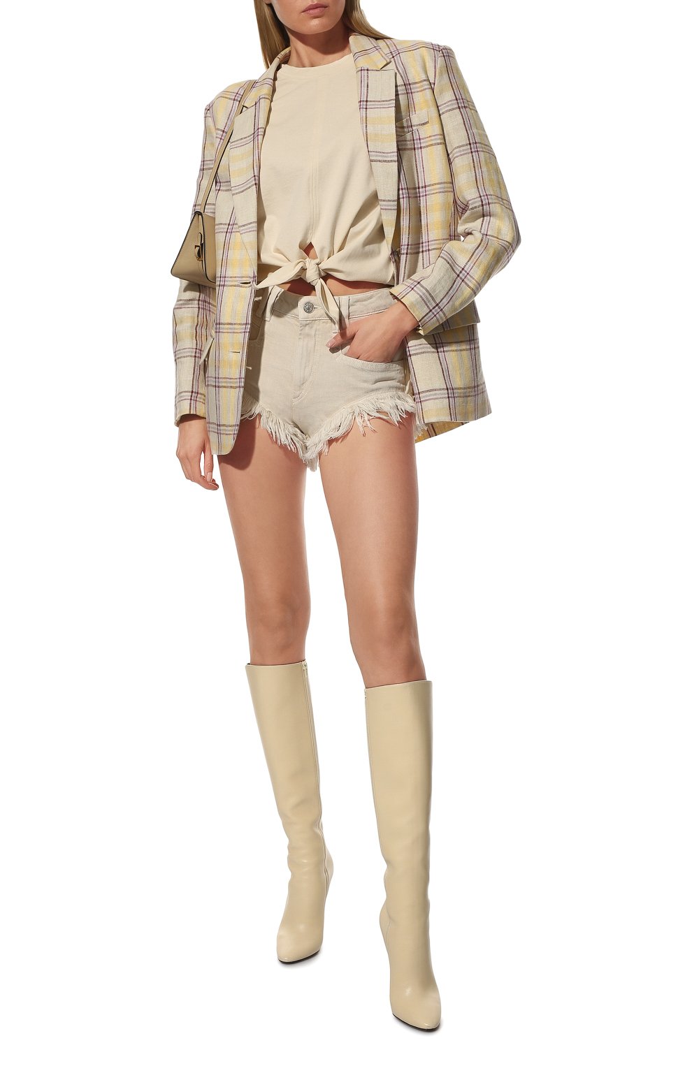 Хлопковая футболка ISABEL MARANT кремового цвета по цене 34500 руб., арт. TS0817-22P037I/ZELIKIA, фото 2 Хлопковая футболка ISABEL MARANT, арт. TS0817-22P037I/ZELIKIA, фото 2