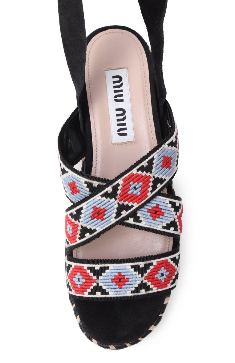 Комбинированные сандалии MIU MIU, арт. 5X040D-3L9G-F00C6-D025, фото 4