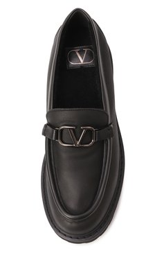 Женские кожаные лоферы vlogo signature VALENTINO черного цвета, арт. 5W0S0EU0/ZIJ | Фото 6 (Каблук высота: Низкий; Драгоценные камни: Проставлено; Материал сплава: Проставлено; Подошва: Платформа; Материал внешний: Натуральная кожа; Материал утеплителя: Натуральный мех)